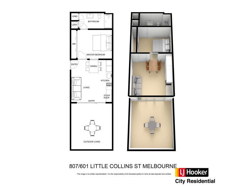 807/601 Little Collins Street, Melbourne VIC 3000 Floorplan