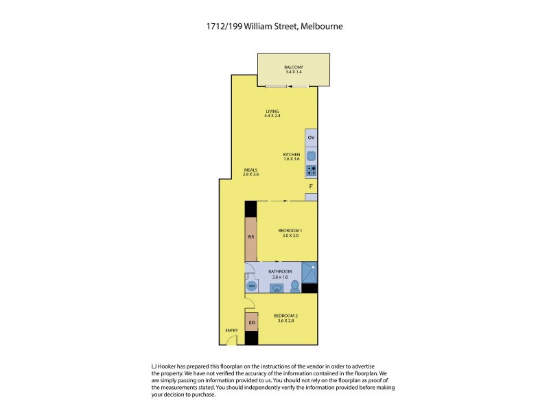 1712/199 William Street, Melbourne VIC 3000 Floorplan