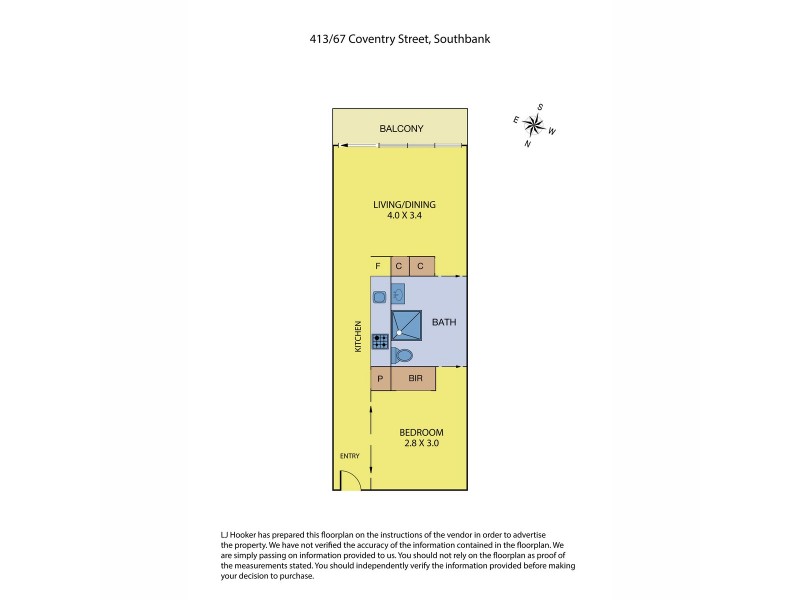 413/65 Coventry Street, Southbank VIC 3006 Floorplan
