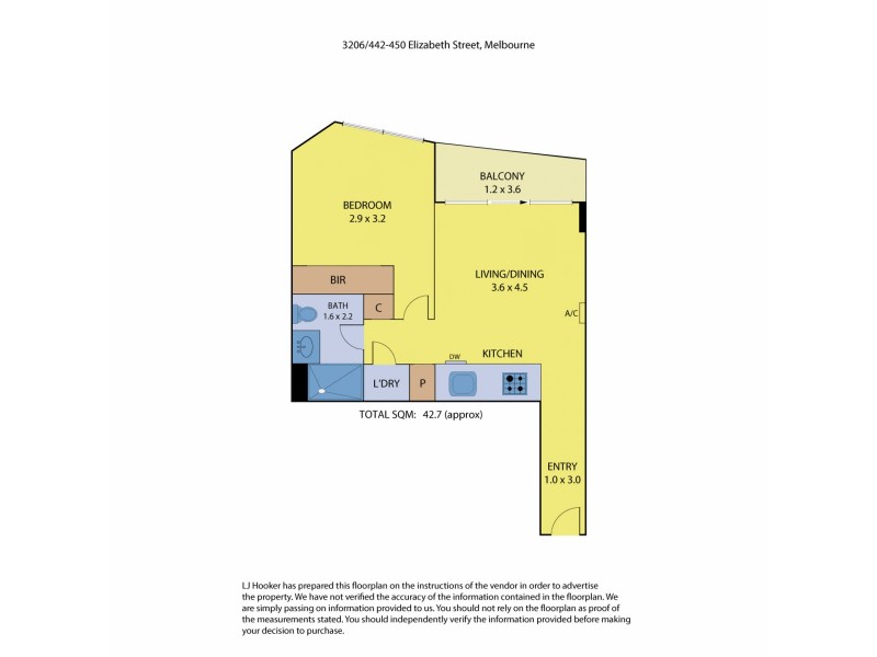 3206/442-450 Elizabeth Street, Melbourne VIC 3000 Floorplan