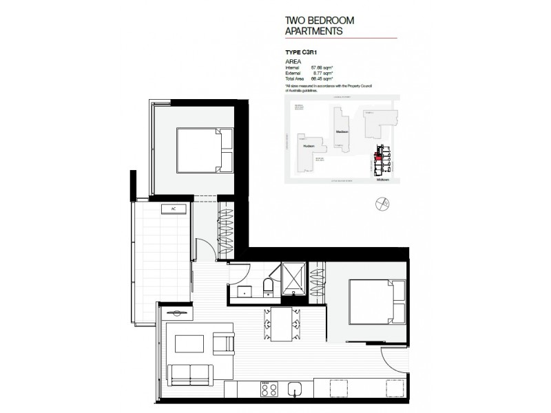 2309B/11 Rose Lane, Melbourne VIC 3000 Floorplan