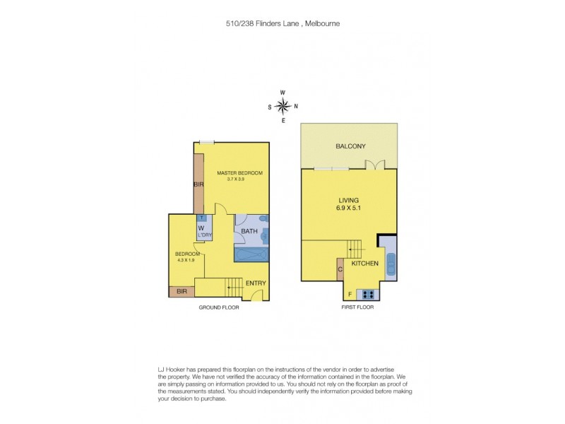 510/238 Flinders Lane, Melbourne VIC 3000 Floorplan