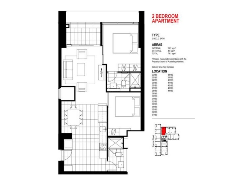 3218/220 Spencer Street, Melbourne VIC 3000 Floorplan