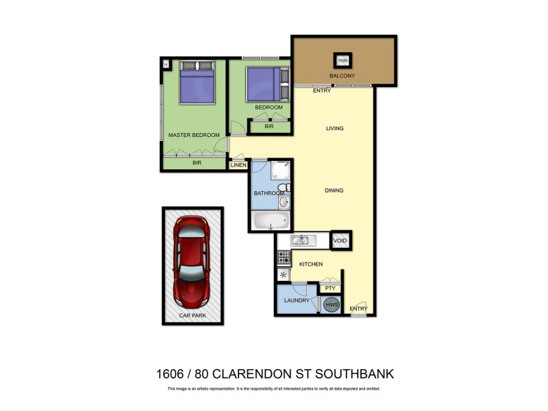 1606/80 Clarendon Street, Southbank VIC 3006 Floorplan