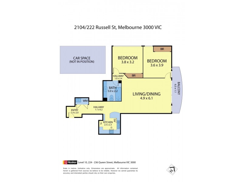 2104/222 Russell Street, Melbourne VIC 3000 Floorplan