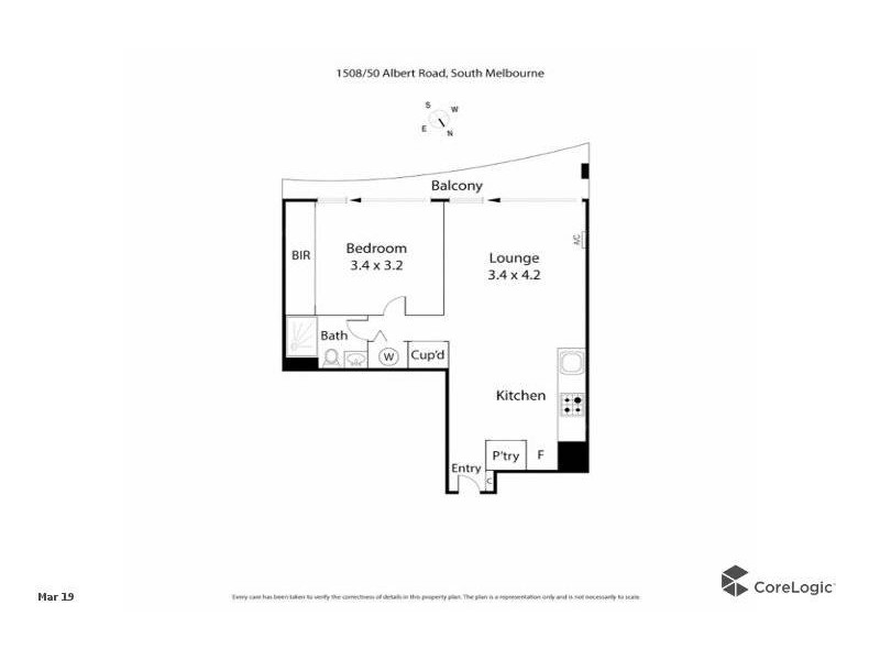 1308/50 Albert Road, South Melbourne VIC 3205 Floorplan