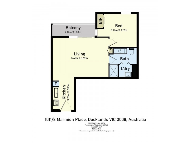 1011/8 Marmion Place, Docklands VIC 3008 Floorplan