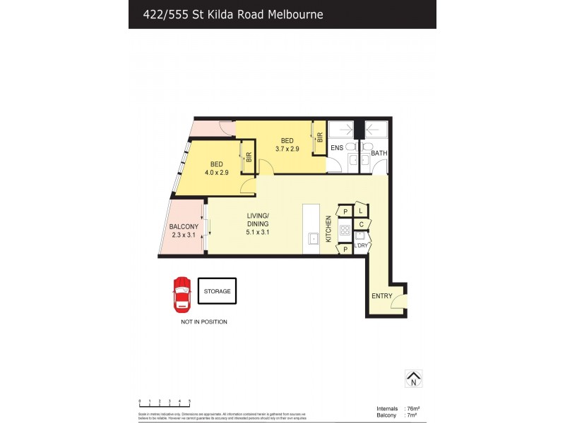 422/555 St Kilda Road, Melbourne VIC 3004 Floorplan