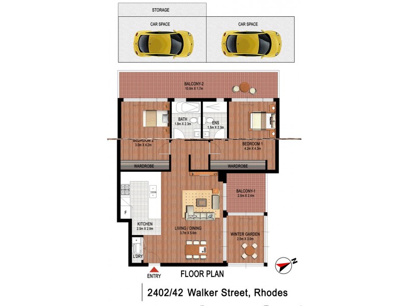 2402/42 Walker Street, Rhodes NSW 2138 Floorplan