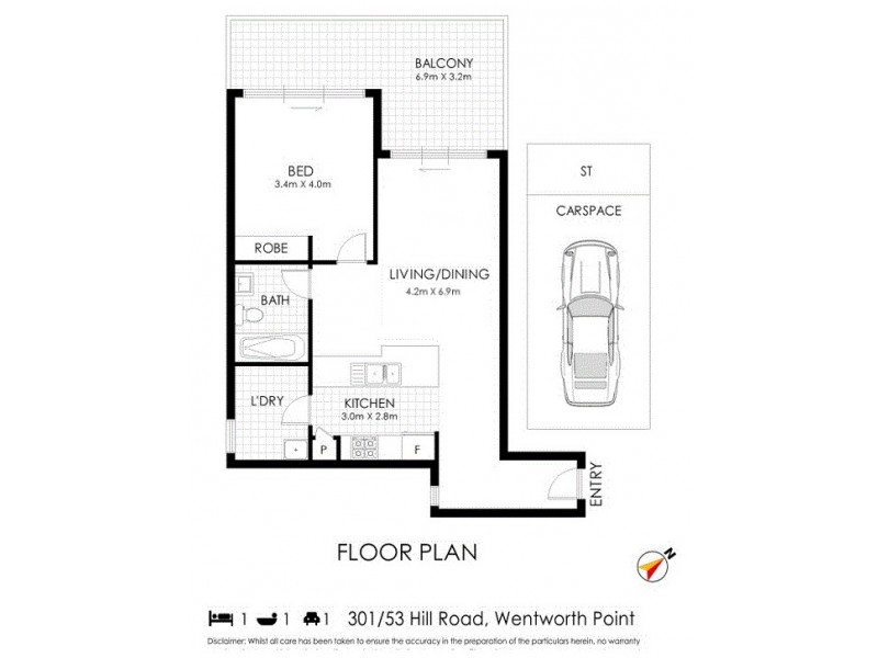 301/53 Hill Road, Wentworth Point NSW 2127 Floorplan