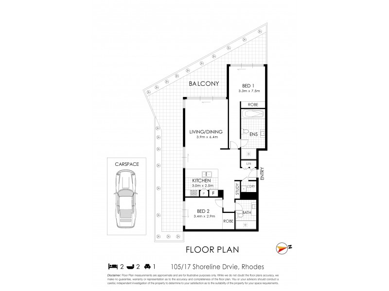 2108/42 Walker Street, Rhodes NSW 2138 Floorplan