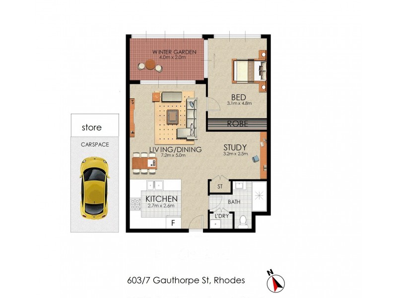 603/7 Gauthorpe Street, Rhodes NSW 2138 Floorplan