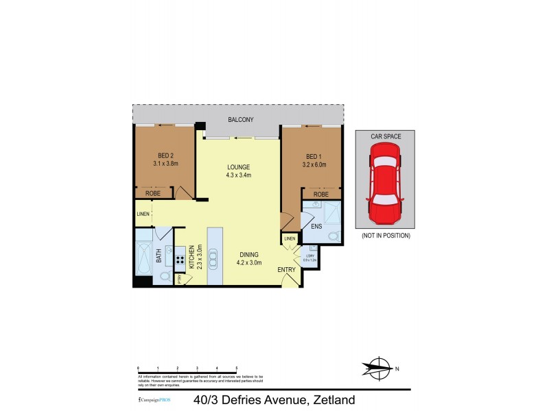 40/3 Defries Ave, Zetland NSW 2017 Floorplan