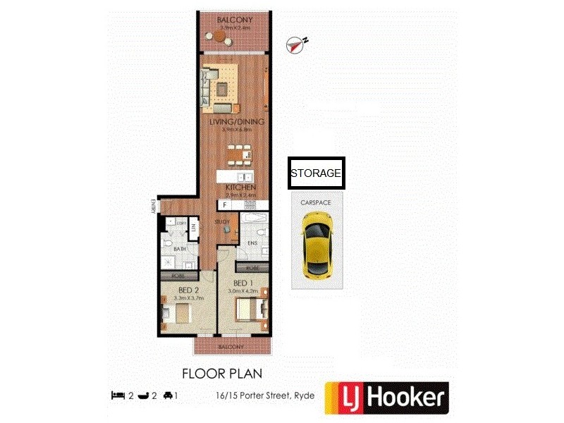 16/15 Porter Street, Ryde NSW 2112 Floorplan