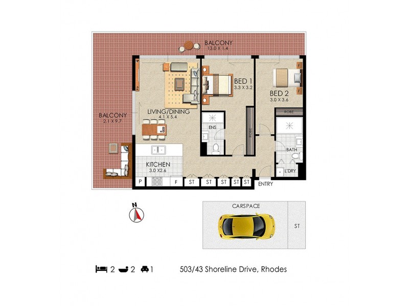 503/43 Shoreline Drive, Rhodes NSW 2138 Floorplan
