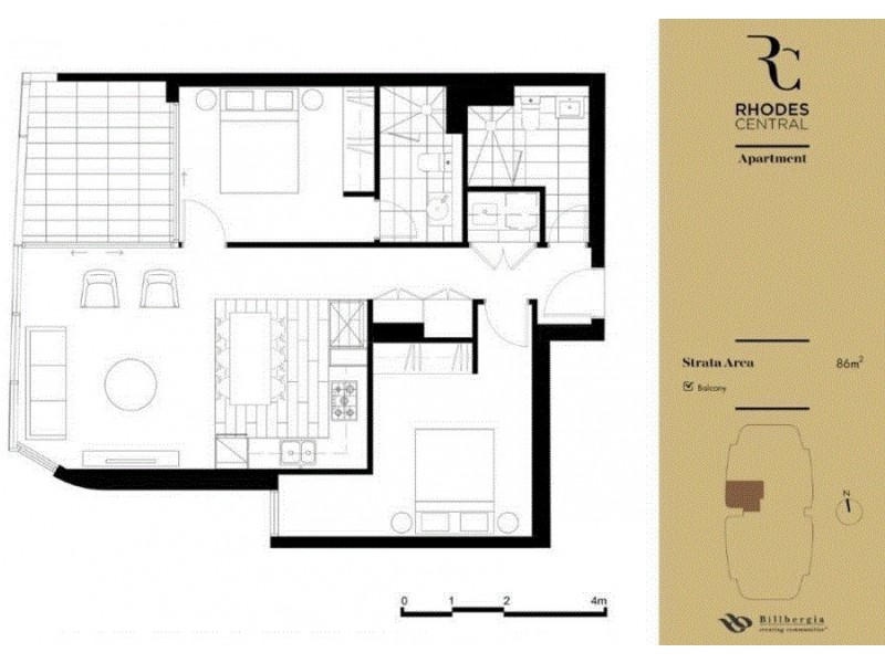 B1406/12 Walker Street, Rhodes NSW 2138 Floorplan
