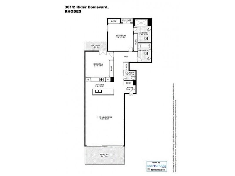 301/2 Rider Blvd, Rhodes NSW 2138 Floorplan