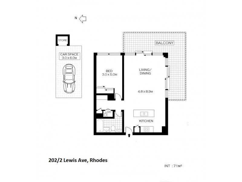 202/2 Lewis Avenue, Rhodes NSW 2138 Floorplan