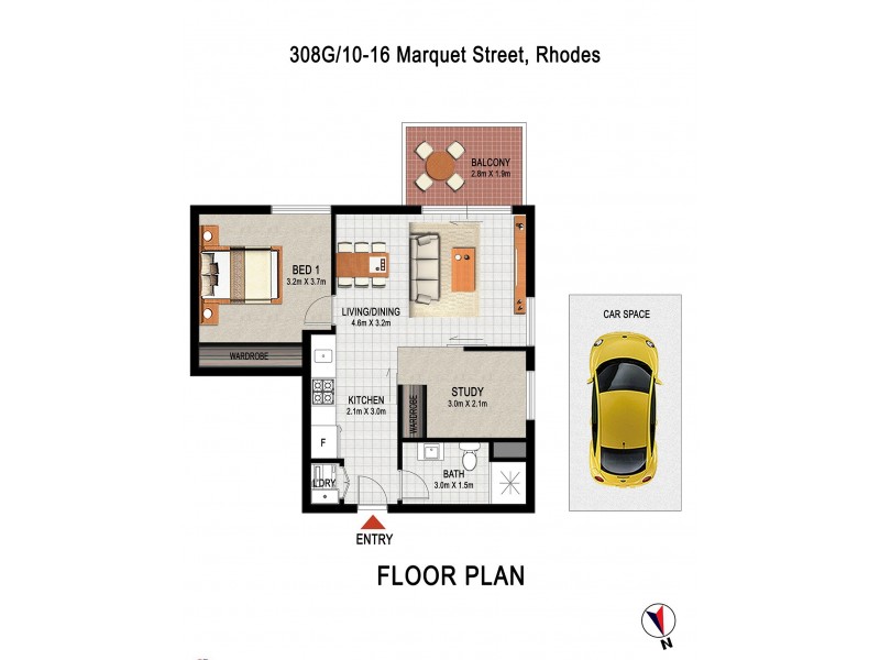G308/10-16 Marquet Street, Rhodes NSW 2138 Floorplan