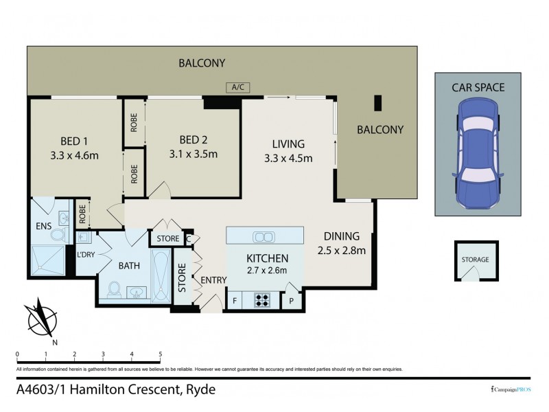 603/1 Hamilton Crescent, Ryde NSW 2112 Floorplan