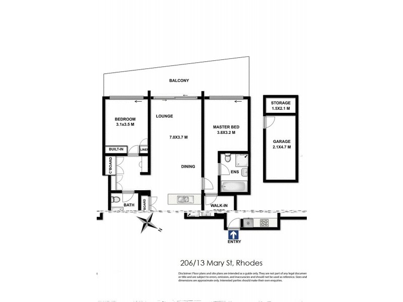 206/13 Mary Street, Rhodes NSW 2138 Floorplan