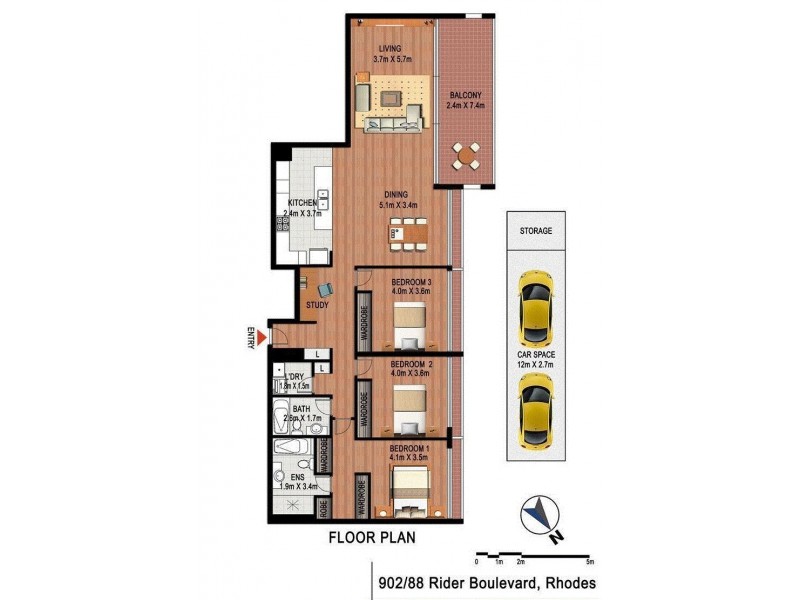 902/88 Rider Boulevard, Rhodes NSW 2138 Floorplan