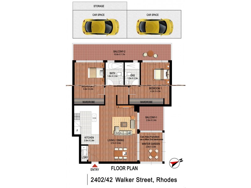 1702/42 WALKER ST, Rhodes NSW 2138 Floorplan