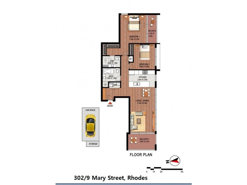 302/9 Mary Street, Rhodes NSW 2138 Floorplan