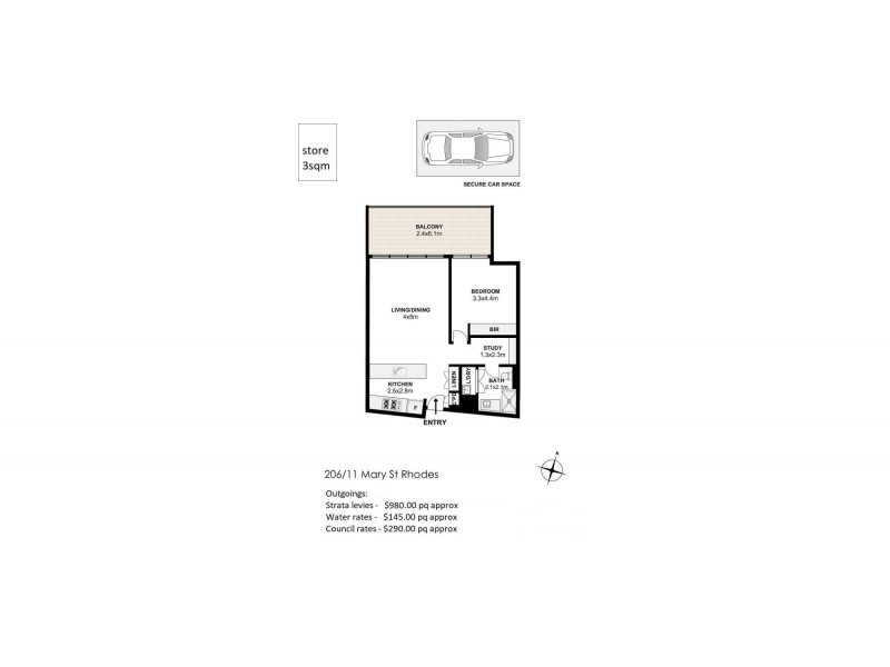 206/11 Mary Street, Rhodes NSW 2138 Floorplan