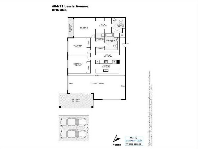 404/11 Lewis Avenue, Rhodes NSW 2138 Floorplan