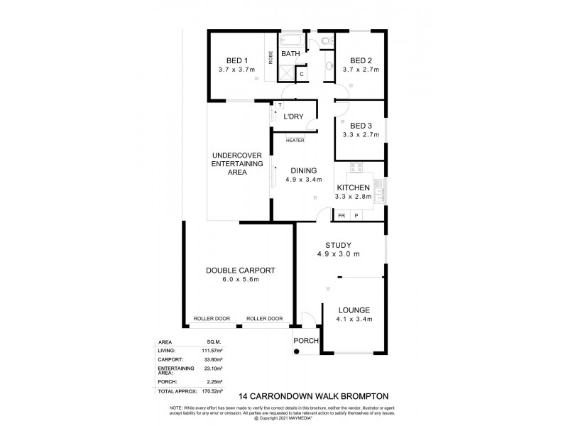 14 Carrondown Walk, Brompton SA 5007 Floorplan