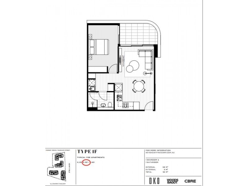 B301/93 Forest Road, Hurstville NSW 2220 Floorplan