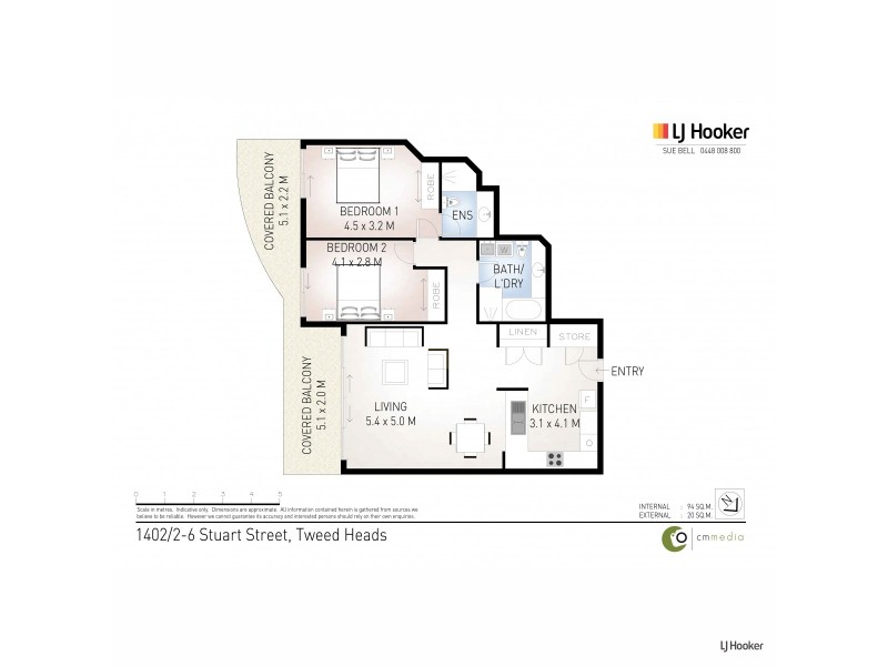 1402/2-4 Stuart Street, Tweed Heads NSW 2485 Floorplan