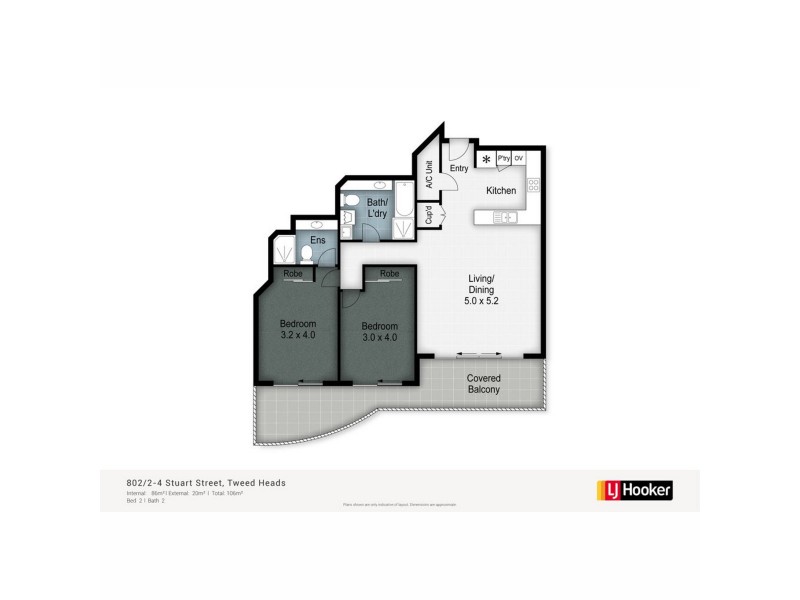 802/2 Stuart Street, Tweed Heads NSW 2485 Floorplan