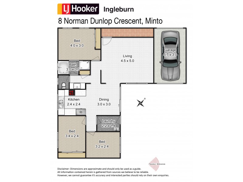 8 Norman Dunlop Crescent, Minto NSW 2566 Floorplan