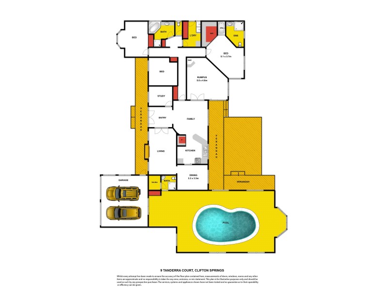9 Tanderra Court, Clifton Springs VIC 3222 Floorplan