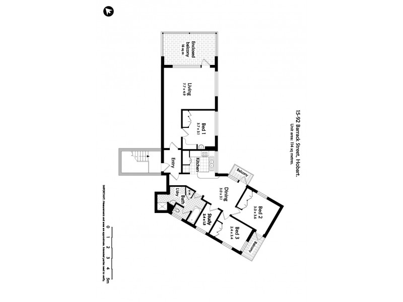 15/92 Barrack Street, Hobart TAS 7000 Floorplan