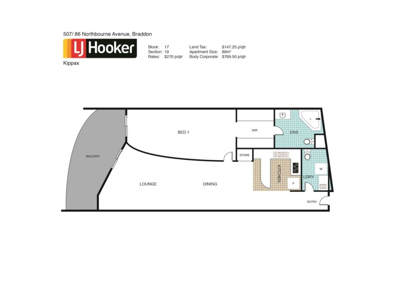 507/86 Northbourne Avenue, Braddon ACT 2612 Floorplan