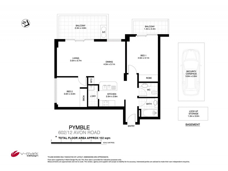 602/12 Avon Road, Pymble NSW 2073 Floorplan