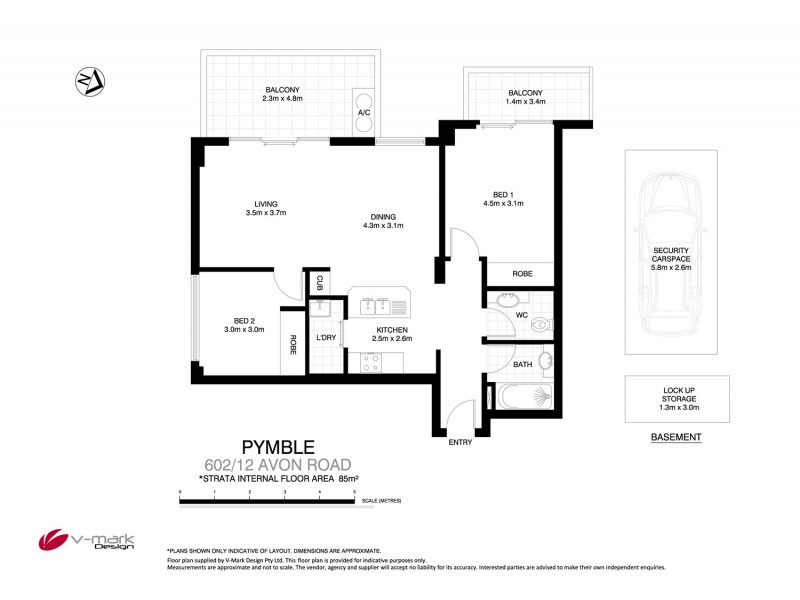 U602/12 avon road, Pymble NSW 2073 Floorplan
