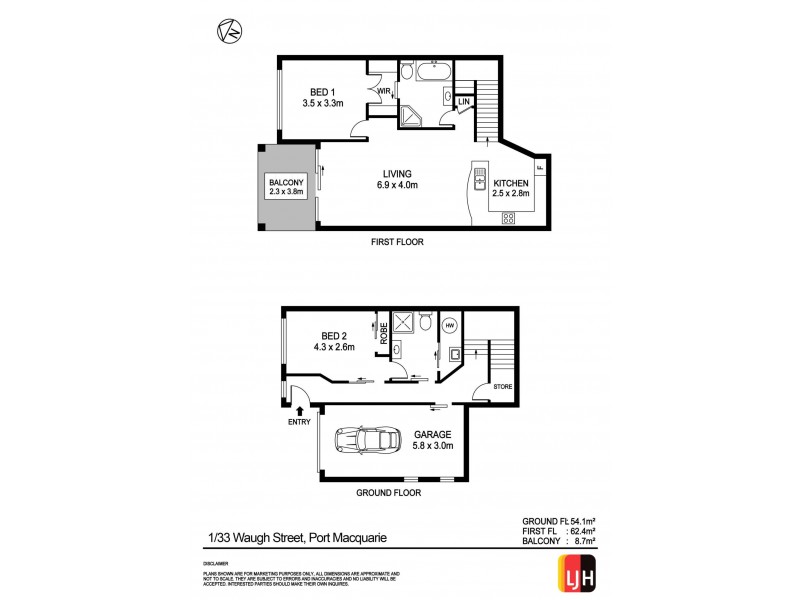 1/33 Waugh Street, Port Macquarie NSW 2444 Floorplan