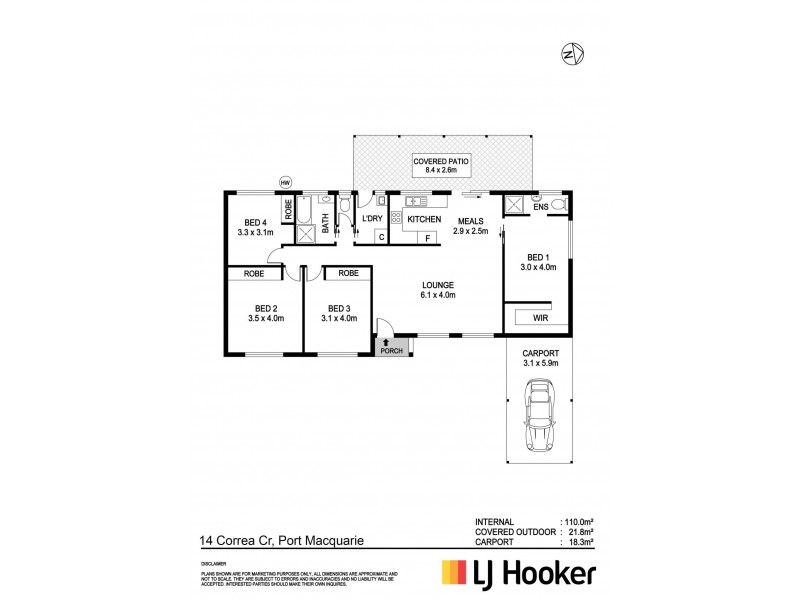 14 Correa Crescent, Port Macquarie NSW 2444 Floorplan
