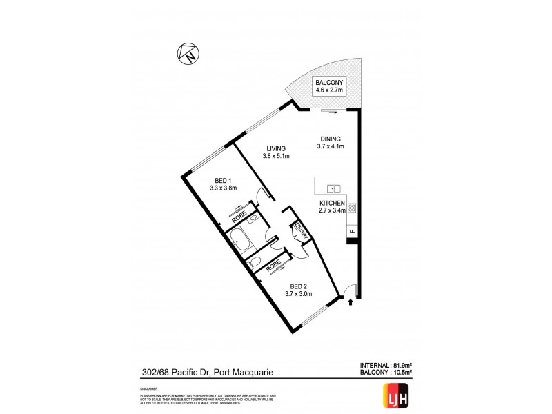 302/68 Pacific Drive, Port Macquarie NSW 2444 Floorplan