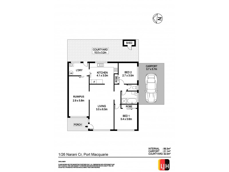 1/26 Narani Crescent, Port Macquarie NSW 2444 Floorplan