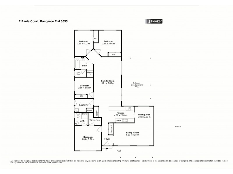 2 Paula Court, Kangaroo Flat VIC 3555 Floorplan