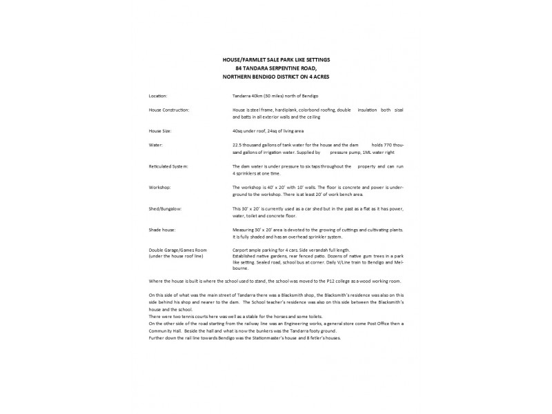 84 Tandarra Serpentine Road, Tandarra VIC 3571 Floorplan