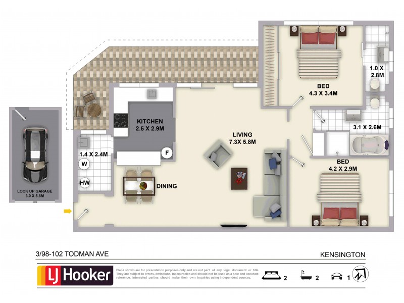 3/98-102 Todman Ave, Kensington NSW 2033 Floorplan