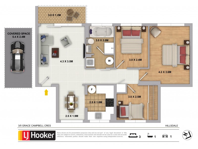 3/5 Grace Campbell Crescent, Hillsdale NSW 2036 Floorplan