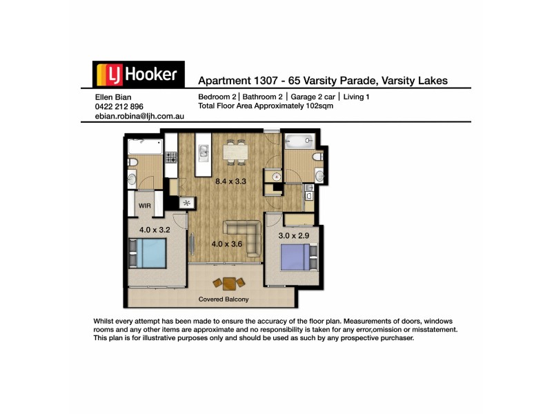 1307/65 Varsity Parade, Varsity Lakes QLD 4227 Floorplan