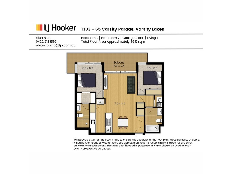 1303/65 Varsity Parade, Varsity Lakes QLD 4227 Floorplan